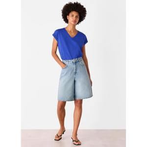 Whistles Cobalt Blue Willa V Neck Cap Sleeve Tee